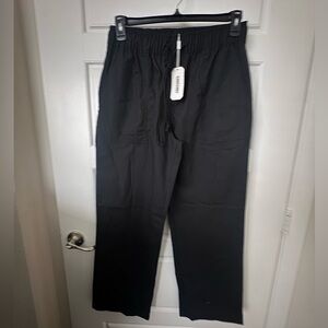 Coofandy Womens Black RAyon Linen Drawstring Pants - Size M Black